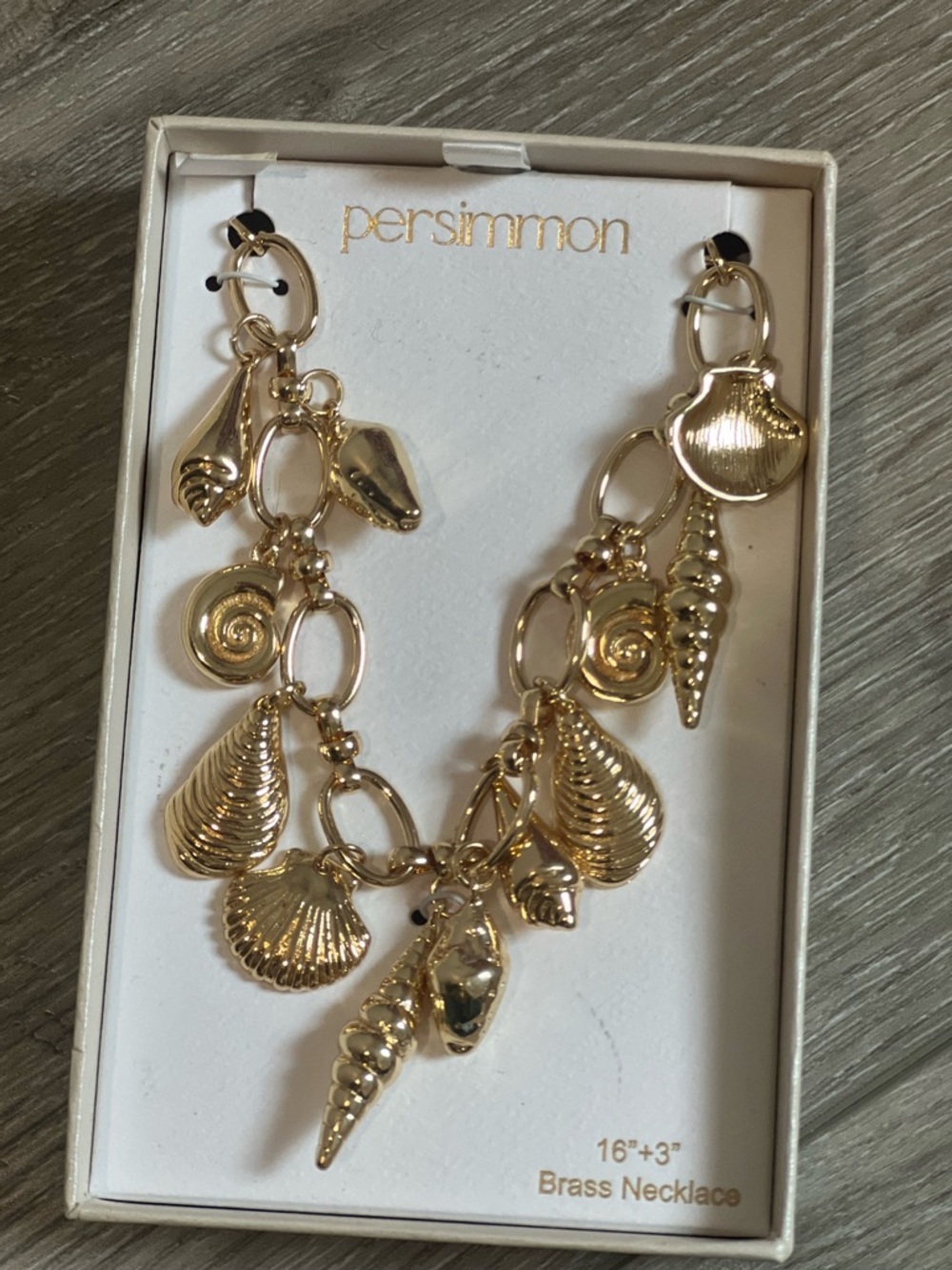 Persimmon Gold Seashell Charm Necklace